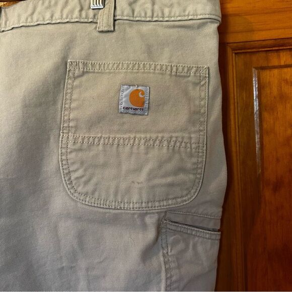 Carhartt Relaxed Fit Khaki 5 Pocket Rugged Flex canvas Pants Men 46x30 cotton - Picture 6 of 10
